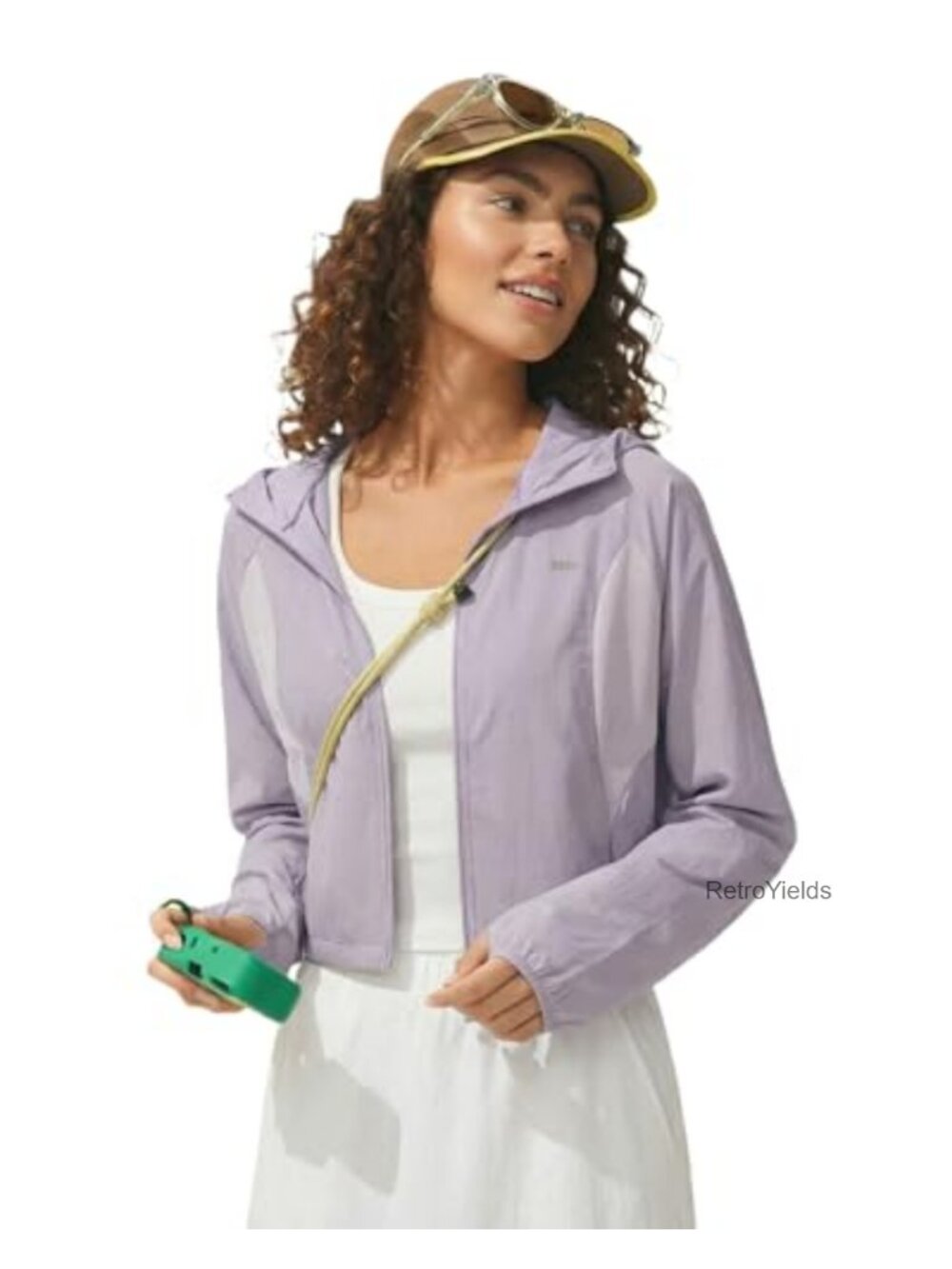UPF 50+ Lightweight Athletic Jacket with Hood - Water Resistant Packable Sun